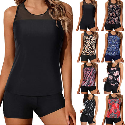 Tankini Swimsuit Tummy Control Top With Shorts Sexy Bathing Suit Leopard Printing Swimwear Women Two Piece Maillot De Bain Femme