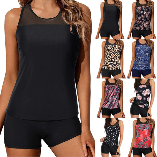 Tankini Swimsuit Tummy Control Top With Shorts Sexy Bathing Suit Leopard Printing Swimwear Women Two Piece Maillot De Bain Femme