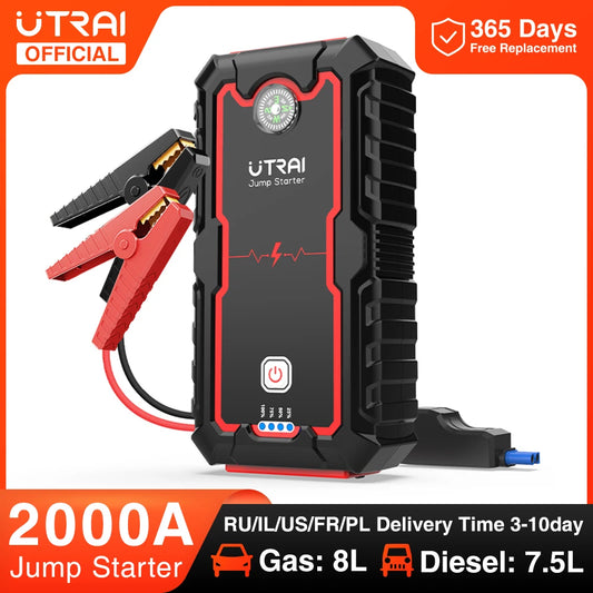 UTRAI Power Bank  2000A Jump Starter Portable Charger Car Booster 12V Auto Starting Device Emergency Car Battery Starter