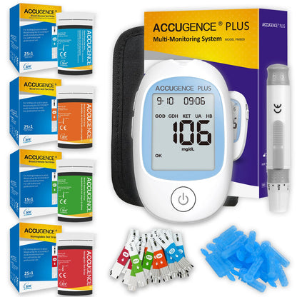 4 in 1 Multifunction Monitor Hemoglobin Blood Ketone Glucose Uric Acid Meter Test Strip HB Anemia Test Blood Sugar Diabetes Gout