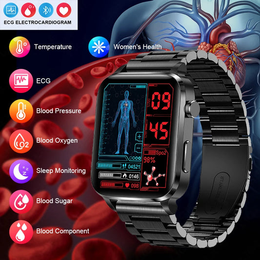 LIGE New Medical Health Smart Watch Men Laser Treatment Health Blood Pressure Sport Smartwatch Women Glucometer Watch Waterproof