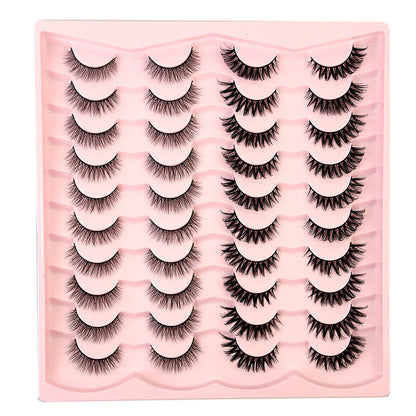 New 20 Pairs False Lashes 5D Faux Mink Lashes Fluffy Soft Volume Natural Eyelashes Cross Eyelashes Lashes Reusable Makeup cils